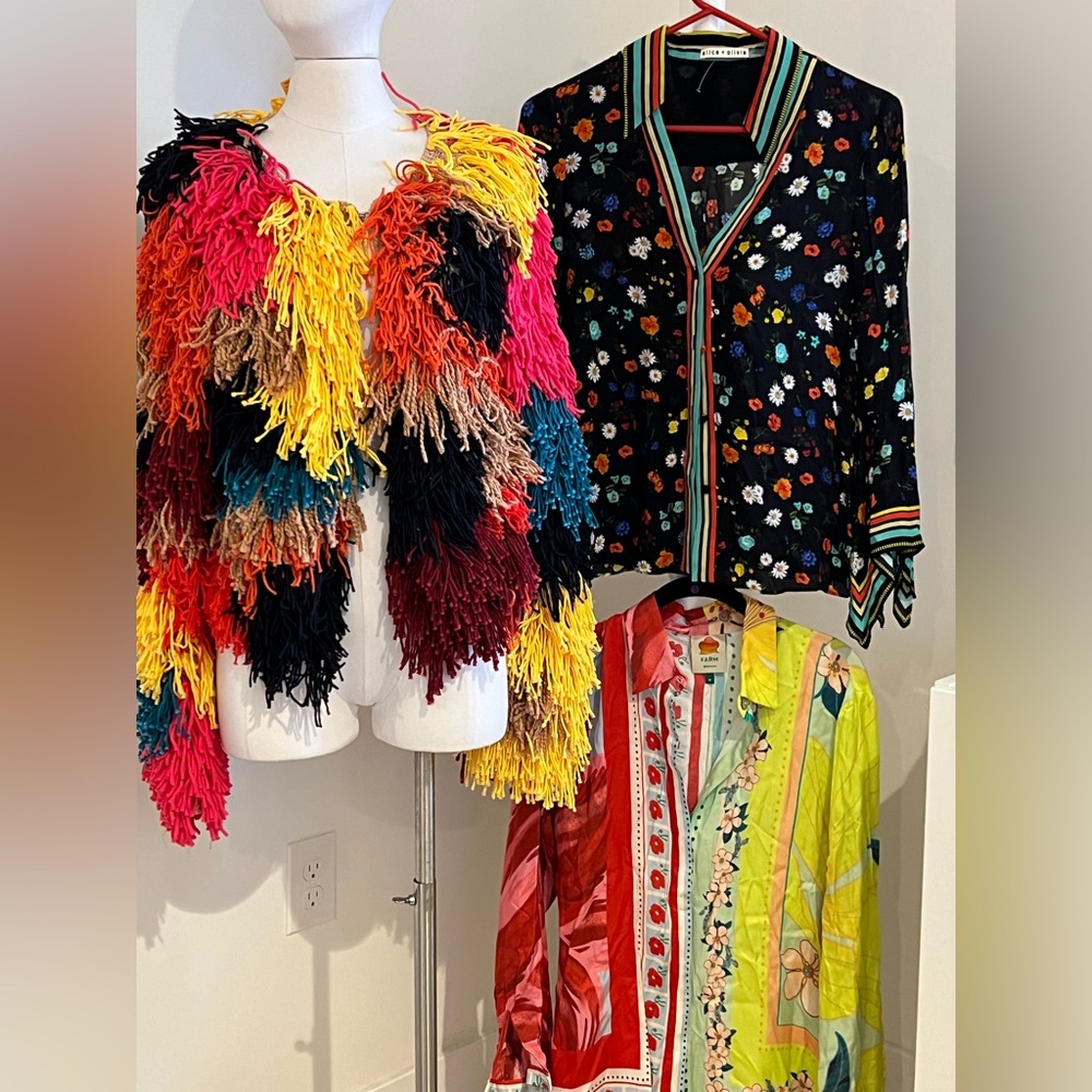 FARM Rio Multicolor Floral Patchwork Button-Down … - image 5